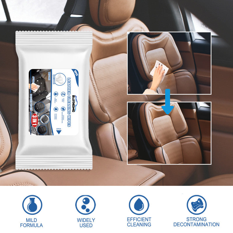 Rayhong 3in1 Car Leather Cleaning Wipes, Seat Interior Cleaning Wipes Wash And Decontaminate Without Water