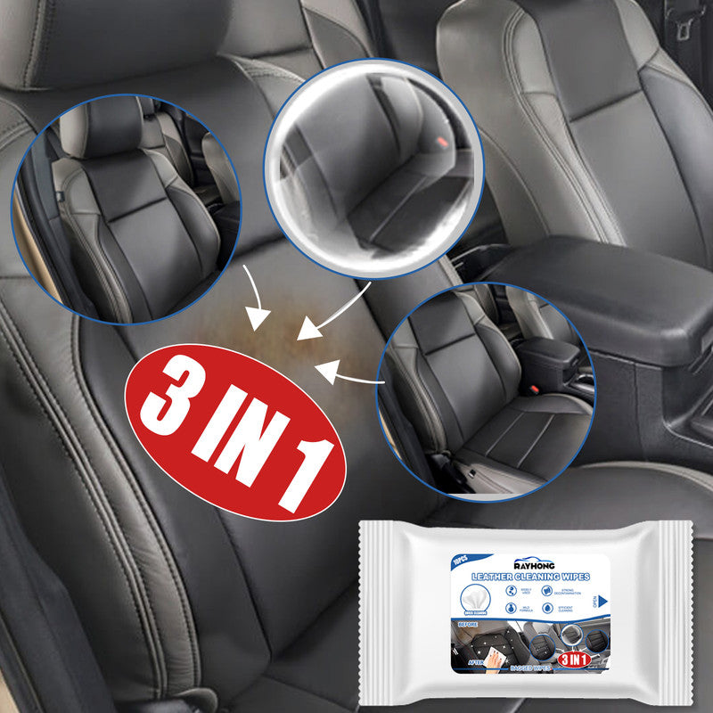 Rayhong 3in1 Car Leather Cleaning Wipes, Seat Interior Cleaning Wipes Wash And Decontaminate Without Water