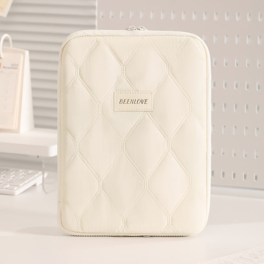 (beige)**BEENLOVE Tablet Storage Bag: 180Â° Full-Open Independent Compartment, Shockproof & Portable, Multifunctional Design**
