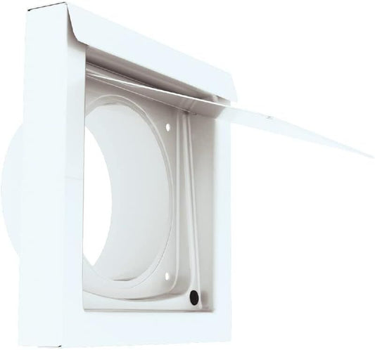 White 4-Inch Dryer Vent Cover â€“ Outdoor Wall Exhaust for Clothes Dryer & Bathroom Fan | Durable Galvalume Steel with Quiet Damper | Other Colours Available In-Store