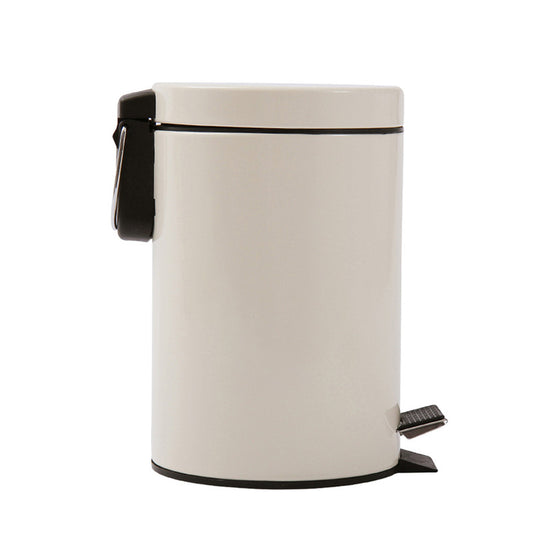 5L Round Lidded Trash Can Foot Pedal Garbage Bin for Kitchen Bathroom Hotel-White
