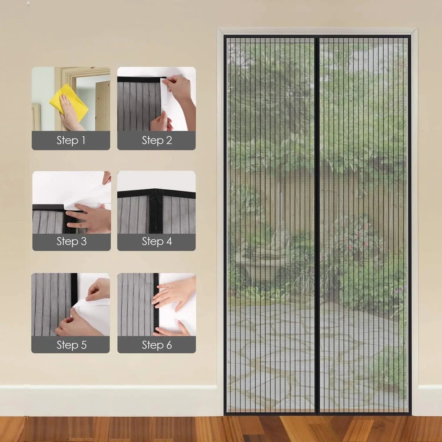 Magnetic Mosquito Net Door Screen 80x210cm White