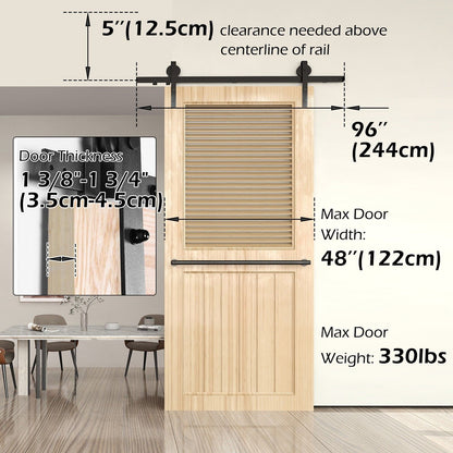 Sliding Barn Door Kit Heavy Duty Rust Resistant Single 2.44M