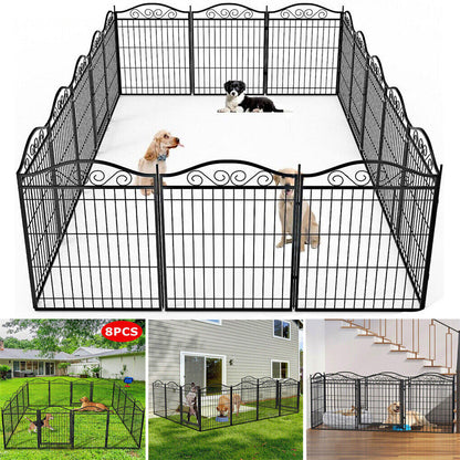16 Panel Pet Playpen Gate Extension w/ Lockable Door Large Dog Cage