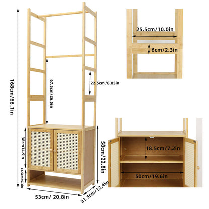 Bamboo Clothes Rack Coat Stand 168cm High Polish 53cm Length