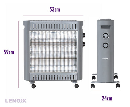 2200W Quartz Infrared Radiant Heater with Adjustable Thermostat and 2 Power Settings