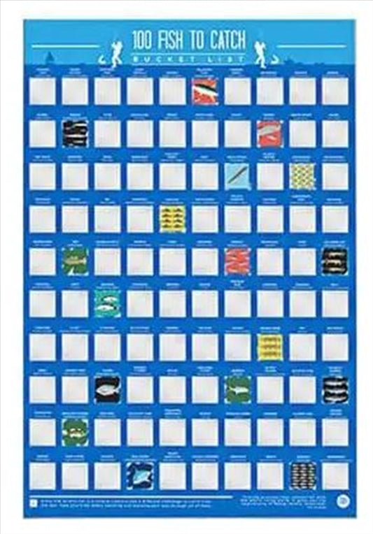 Bucket List Scratch Poster - 100 Fish To Catch