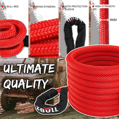 X-BULL Kinetic Rope 25mm x 9m Snatch Strap Recovery Kit Dyneema Tow Winch