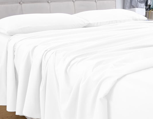 GOMINIMO 4 Pcs Bed Sheet Set 2000 Thread Count Ultra Soft Microfiber - Single (White)