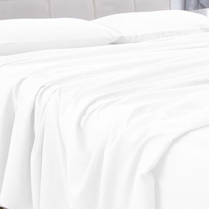 GOMINIMO 4 Pcs Bed Sheet Set 2000 Thread Count Ultra Soft Microfiber - King (White)
