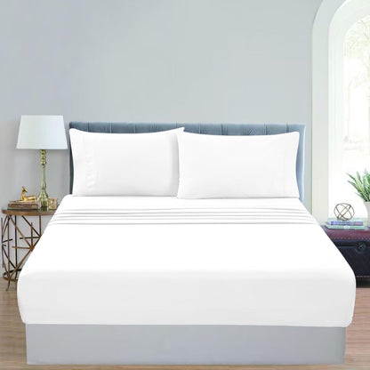 GOMINIMO 4 Pcs Bed Sheet Set 2000 Thread Count Ultra Soft Microfiber - King (White)