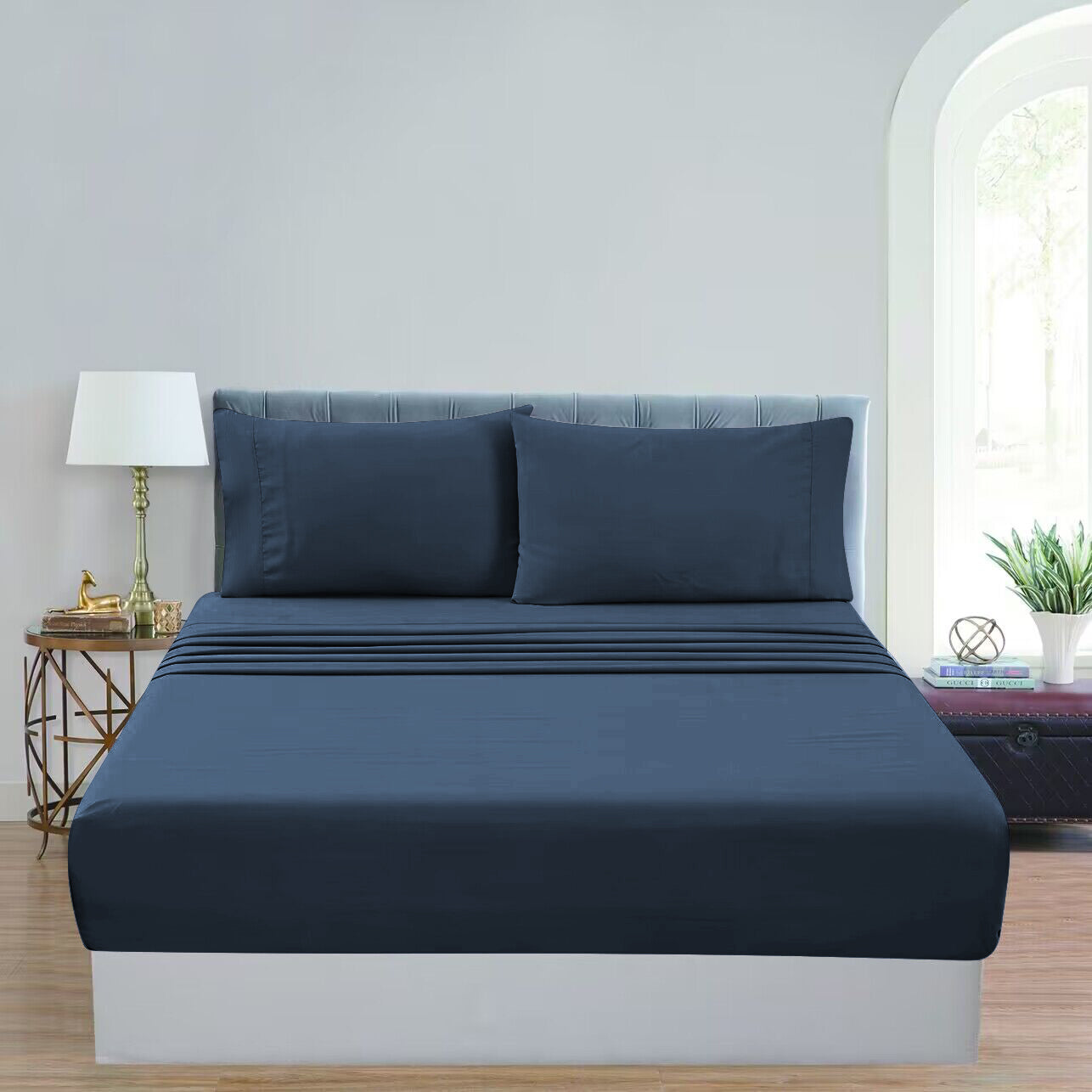 GOMINIMO 4 Pcs Bed Sheet Set 2000 Thread Count Ultra Soft Microfiber - Single (Royal Blue)