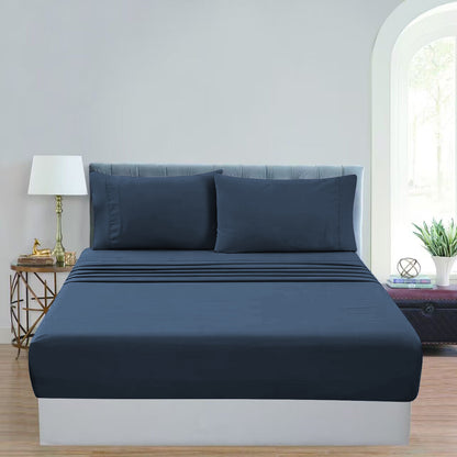 GOMINIMO 4 Pcs Bed Sheet Set 2000 Thread Count Ultra Soft Microfiber - Single (Royal Blue)