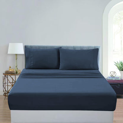 GOMINIMO 4 Pcs Bed Sheet Set 2000 Thread Count Ultra Soft Microfiber - King (Royal Blue)
