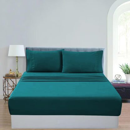 GOMINIMO 4 Pcs Bed Sheet Set 1000 Thread Count Ultra Soft Microfiber - Single (Teal)