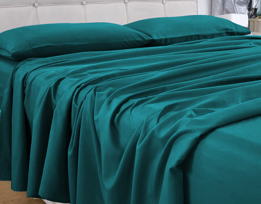 GOMINIMO 4 Pcs Bed Sheet Set 1000 Thread Count Ultra Soft Microfiber - King (Teal)