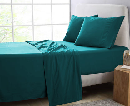 GOMINIMO 4 Pcs Bed Sheet Set 1000 Thread Count Ultra Soft Microfiber - King (Teal)