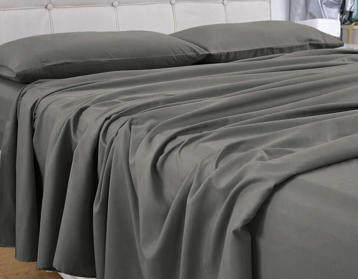 GOMINIMO 4 Pcs Bed Sheet Set 1000 Thread Count Ultra Soft Microfiber - King (Grey)