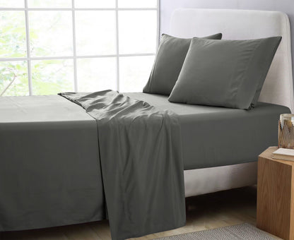 GOMINIMO 4 Pcs Bed Sheet Set 1000 Thread Count Ultra Soft Microfiber - King (Grey)