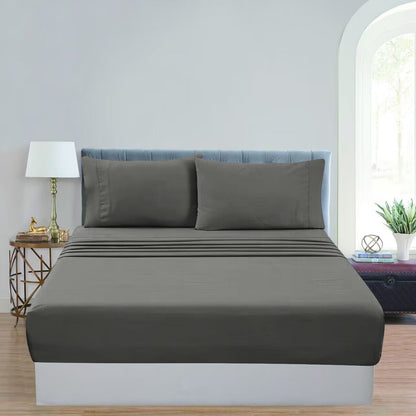 GOMINIMO 4 Pcs Bed Sheet Set 1000 Thread Count Ultra Soft Microfiber - King (Grey)