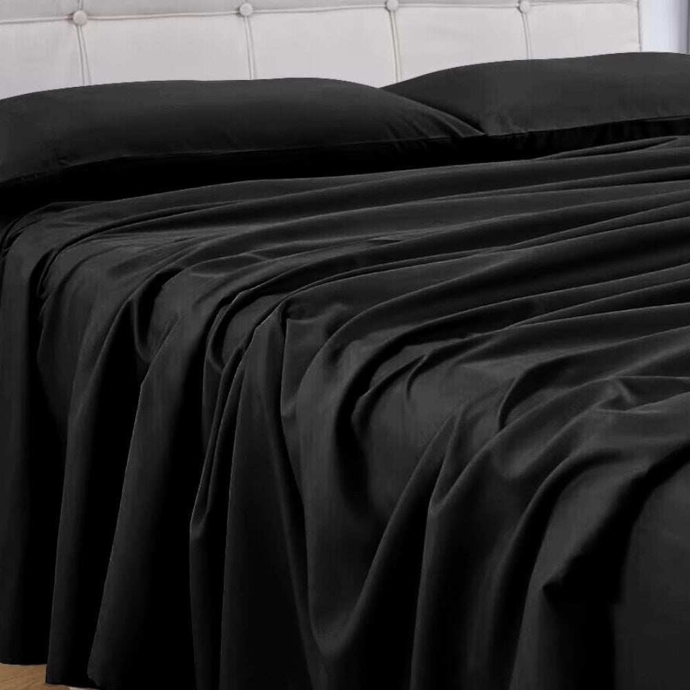 GOMINIMO 4 Pcs Bed Sheet Set 1000 Thread Count Ultra Soft Microfiber - Single (Black)