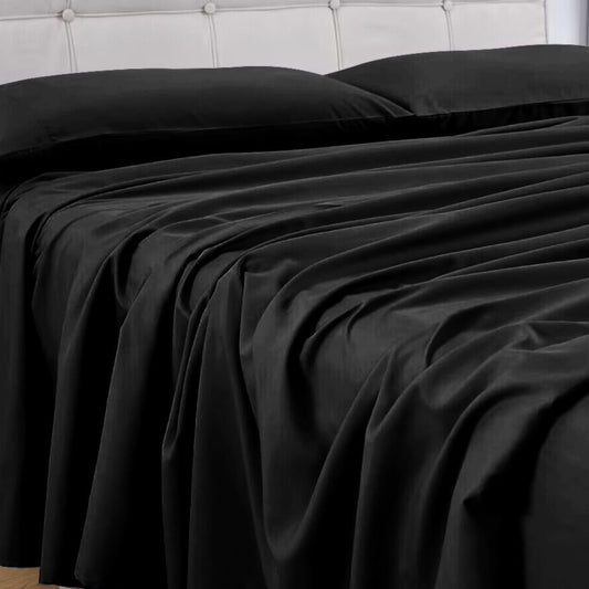 GOMINIMO 4 Pcs Bed Sheet Set 1000 Thread Count Ultra Soft Microfiber - Single (Black)