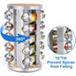 GOMINIMO Rotating Spice Rack Organizer (20 Jars) with Label Sticker and Silicone Funnel