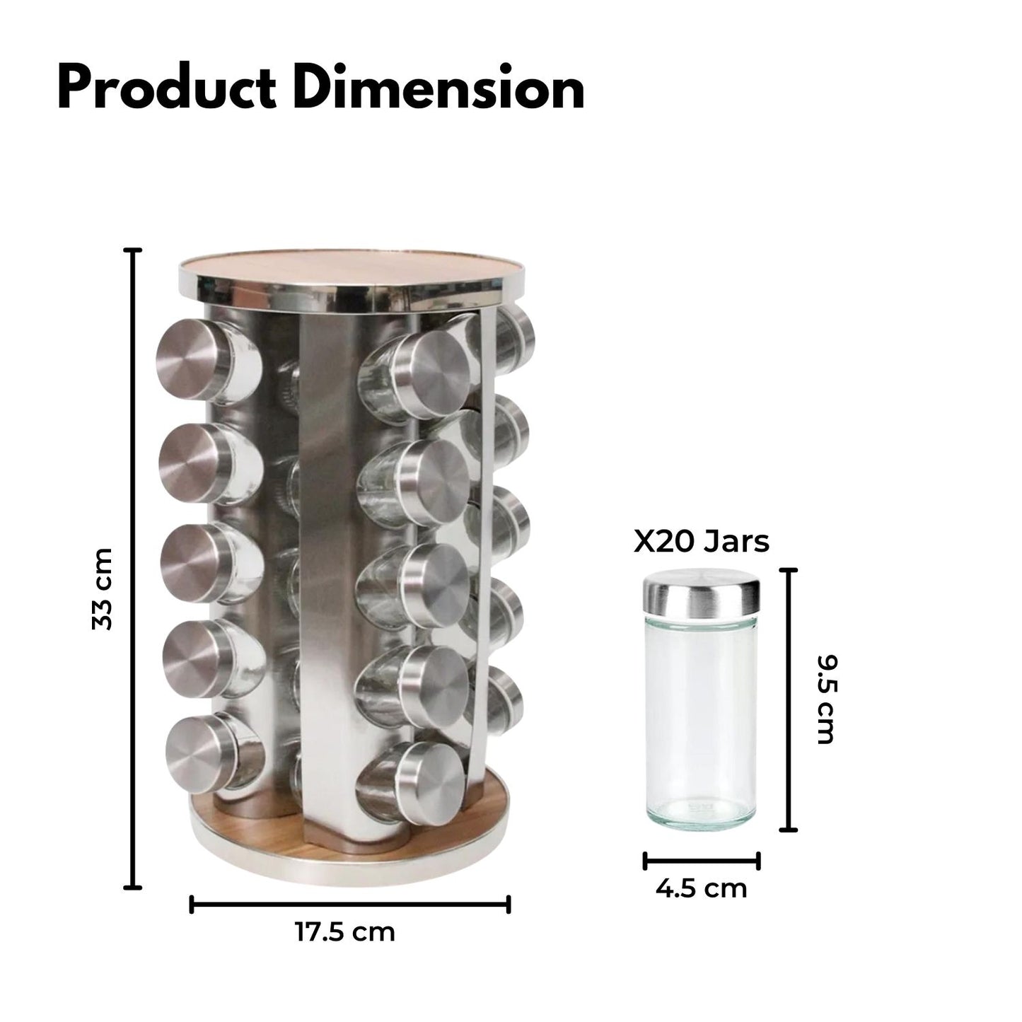 GOMINIMO Rotating Spice Rack Organizer (20 Jars) with Label Sticker and Silicone Funnel