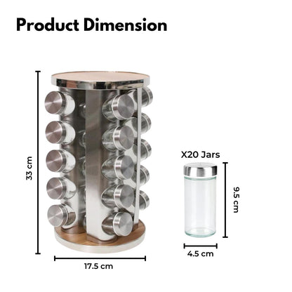 GOMINIMO Rotating Spice Rack Organizer (20 Jars) with Label Sticker and Silicone Funnel