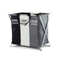 GOMINIMO 135L Foldable Laundry Cloth Hamper with 3 Sections (White+Grey+Black)