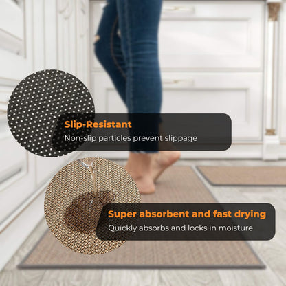 GOMINIMO Washable Non Slip Absorbent Kitchen Floor Mat (44X120cm, Oats)