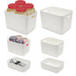 GOMINIMO 6 Pieces Plastic Storage Bins with 4 Lids (Beige)