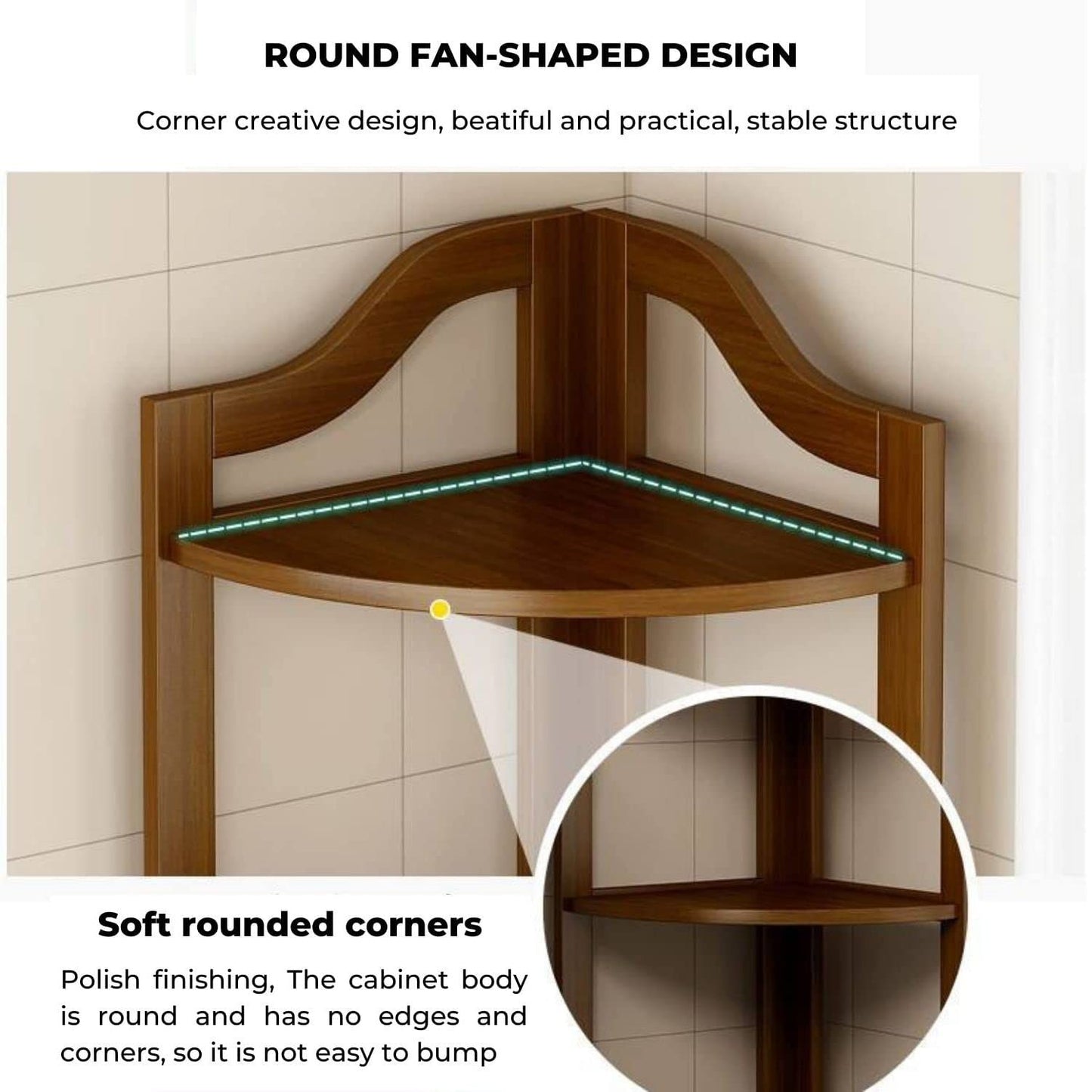 GOMINIMO Bamboo Corner Shelf 5 Tier