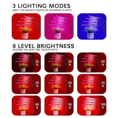 NOVEDEN Plant Grow Light 4 Head Grow Lamp