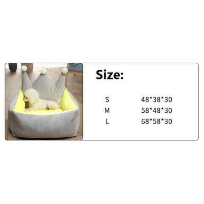 Floofi Pet Bed Crown Shape (L Grey Yellow)