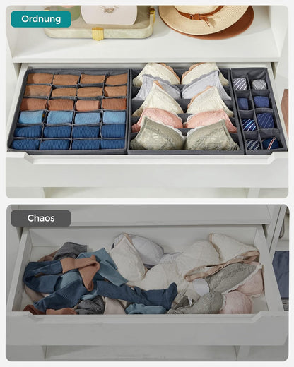 SONGMICS Underwear Storage Folding Fabric Boxes Set of 8 Grey
