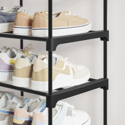 SONGMICS 10 Tier Metal Shoe Rack for 50 Pairs of Shoes Black
