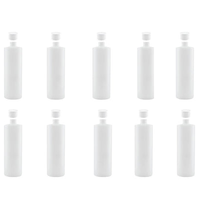 10x 500ml Clear HDPE Round Bottle + 28/410 Caps - Empty Plastic Food Storage