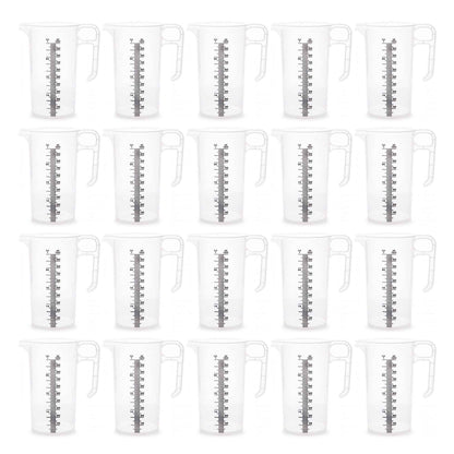 20x 1L Measuring Jug Heavy Duty Clear Plastic Propylene Food Grade BPA 5 Pro-Jug