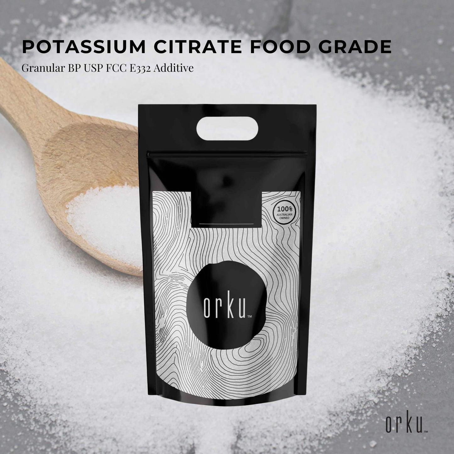 Orku 10Kg Potassium Citrate Food Grade - Granular BP USP FCC E332 Additive