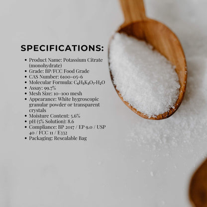 Orku 10Kg Potassium Citrate Food Grade - Granular BP USP FCC E332 Additive
