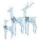Christabelle Christmas Reindeer Display Set 3 Indoor & Outdoor Decorations Acrylic Beads Cool White LED Lights Silver