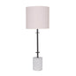 Sarantino Concrete & Metal Table Lamp with Ghost-White Linen Drum Shade