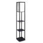 Sarantino Etagere Floor Lamp Shelves in Black Frame Fabric Shade