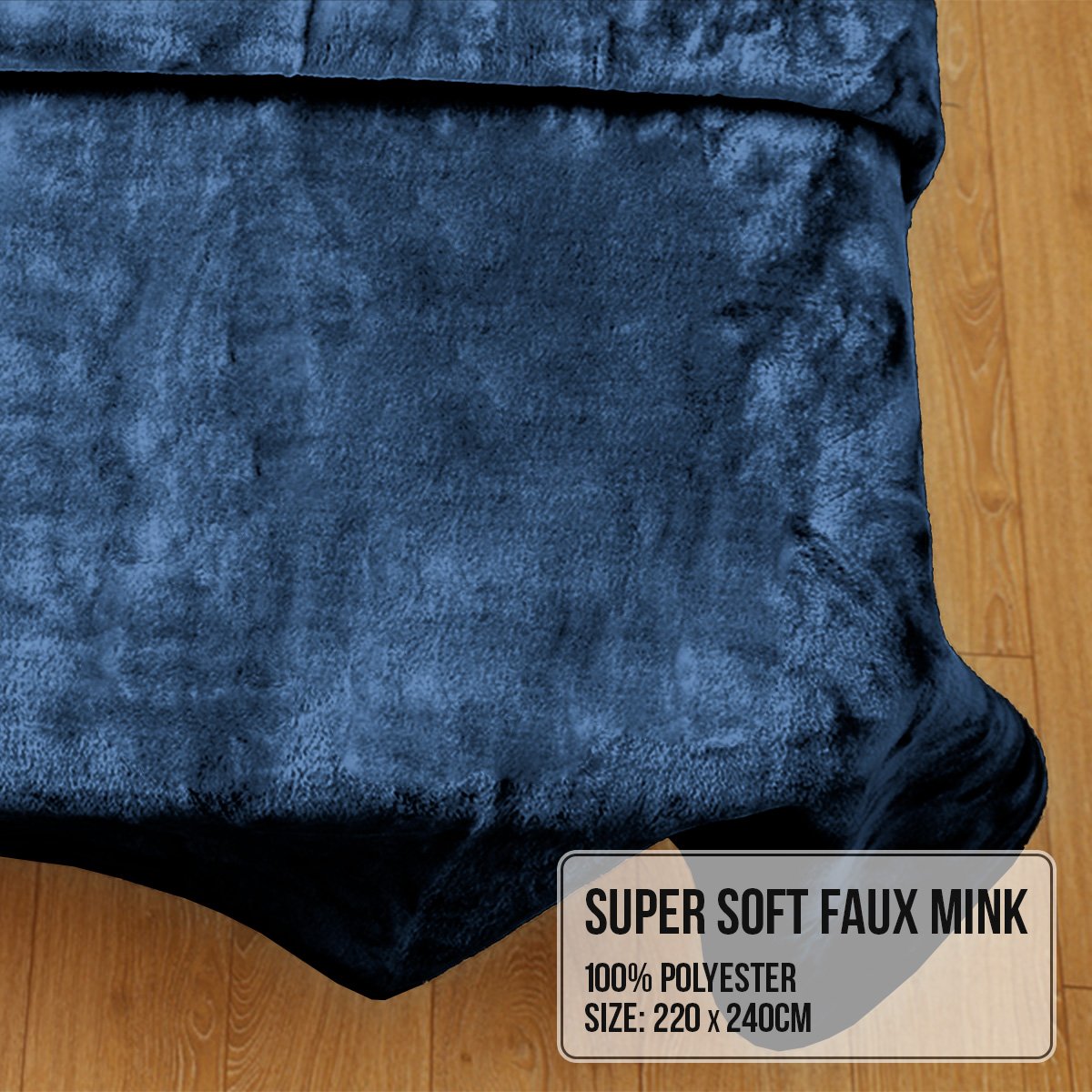 Laura Hill 800-gsm Faux Mink Throw Rug Blanket Queen Size Double-sided Large 220 X 240cm Heavy - Blue