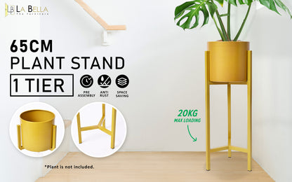 Plant Stand 65cm Planter Shelf Rack Display Steel 1 Tier GOLD