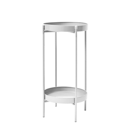 Plant Stand 50cm Planter Shelf Rack Display Steel 2 Tier WHITE