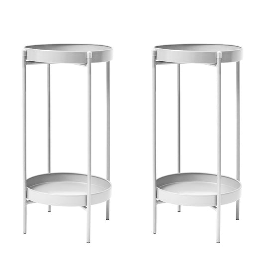 2X Plant Stand 50cm Planter Shelf Rack Display Steel 2 Tier WHITE