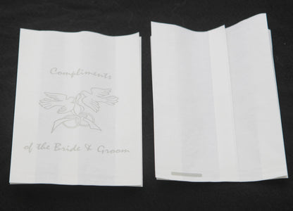 100 Pack Wedding Cake Bags Greaseproof Wax Paper Slice Take Home Favour Silver Doves