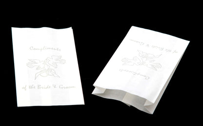50 Pack Wedding Cake Bags Greaseproof Wax Paper Slice Take Home Favour Silver Doves